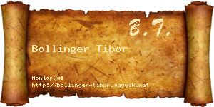 Bollinger Tibor névjegykártya
